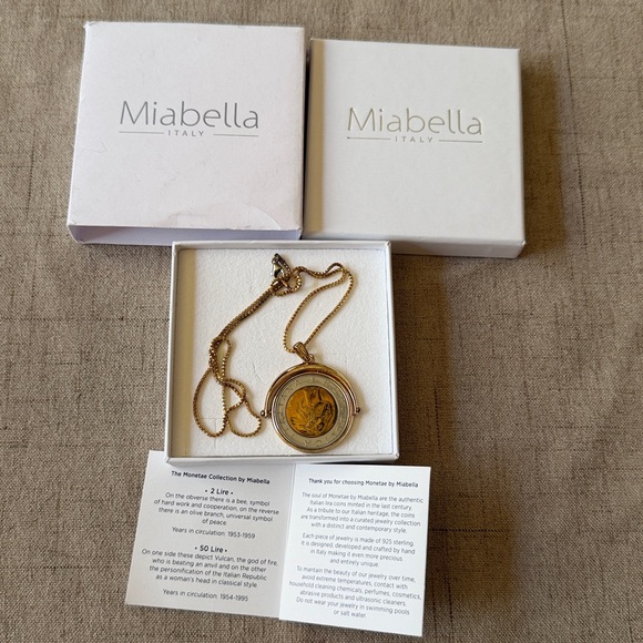 Miabella Gold Coin Pendant Necklace 925 - Picture 1 of 10